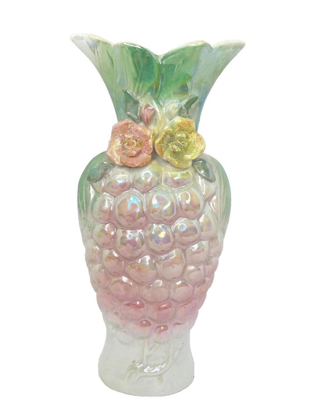 Vintage Lustreware Vase Pearlescent Floral